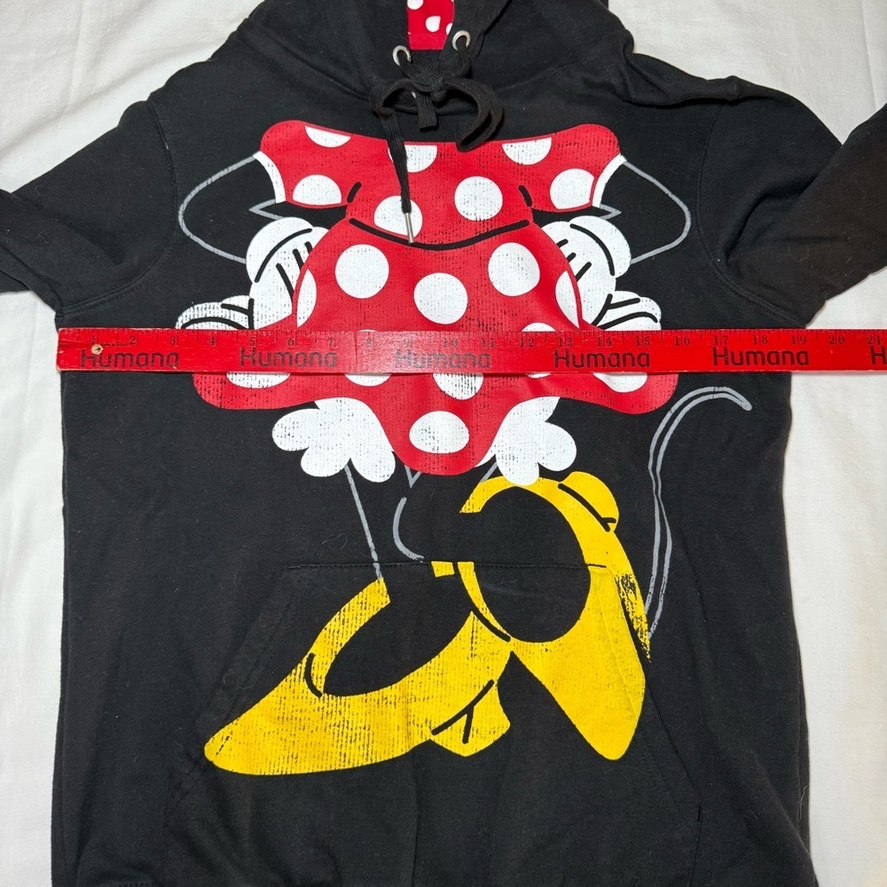Disney Parks Minnie Mouse Hoodie Sweatshirt Ears Bow Women's Size Medium Graphic - Picture 3 of 8